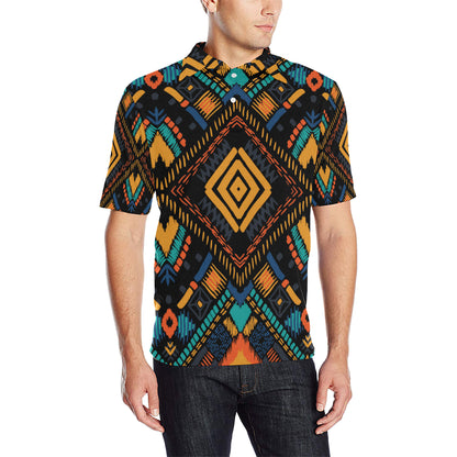 Kente Pattern Print Design 05 Men Polo Shirt