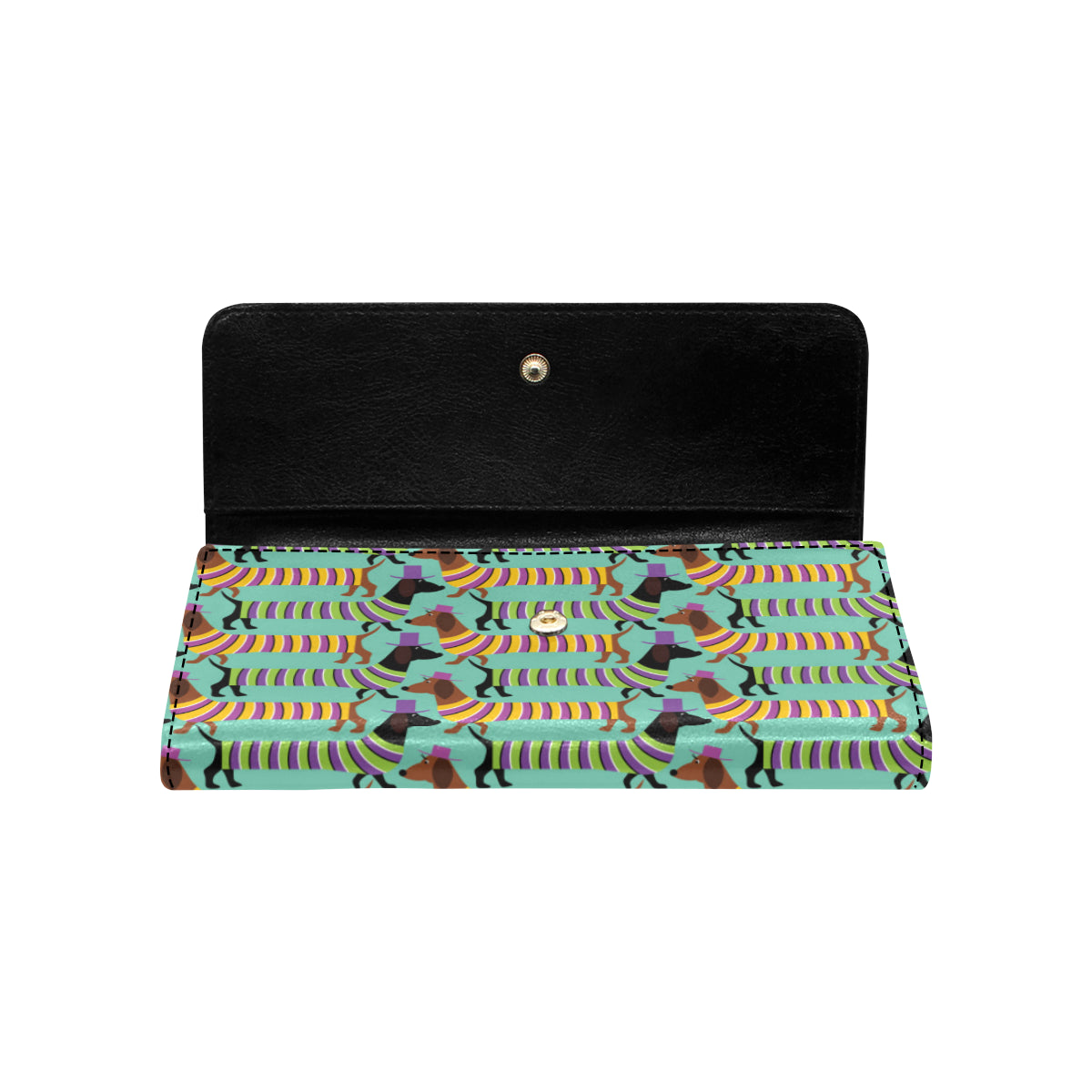 Dachshund Pattern Print Design 05 Women's Trifold Wallet