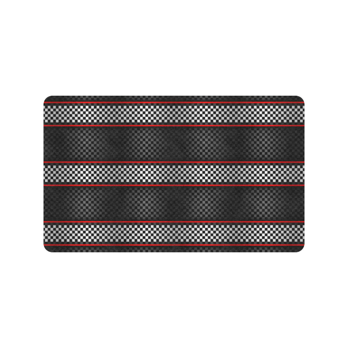 Checkered Flag Red Line Style Rubber Doormat