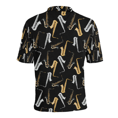 Saxophone Pattern Print Design 01 Men Polo Shirt