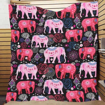 Pink Elephant Pattern Premium Quilt