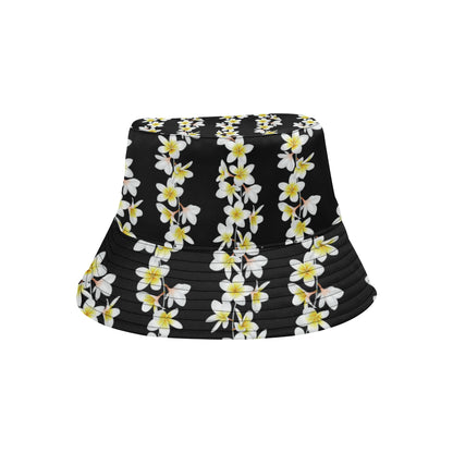 White Plumeria Pattern Print Design PM08 Unisex Bucket Hat