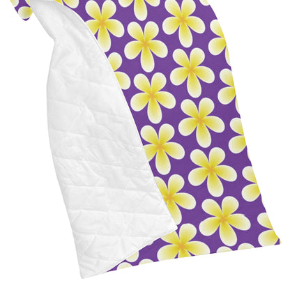 Yellow Plumeria Pattern Print Design PM05 Premium Quilt
