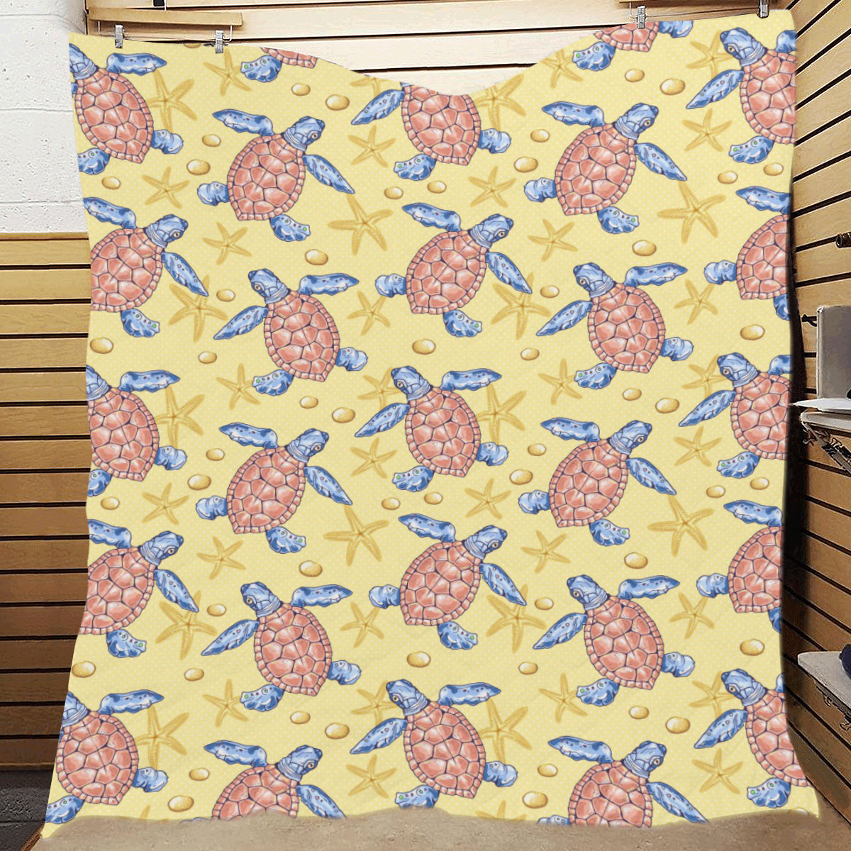Sea Turtle Pattern Print Design T06 Premium Quilt