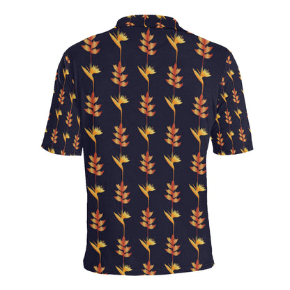 Heliconia Pattern Print Design HL06 Men Polo Shirt