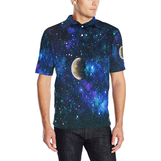 Galaxy Stardust Planet Space Print Men Polo Shirt