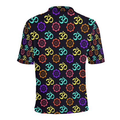 Chakra OM Print Pattern Men Polo Shirt