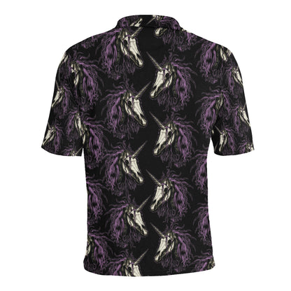 Unicorn Skull head Men Polo Shirt