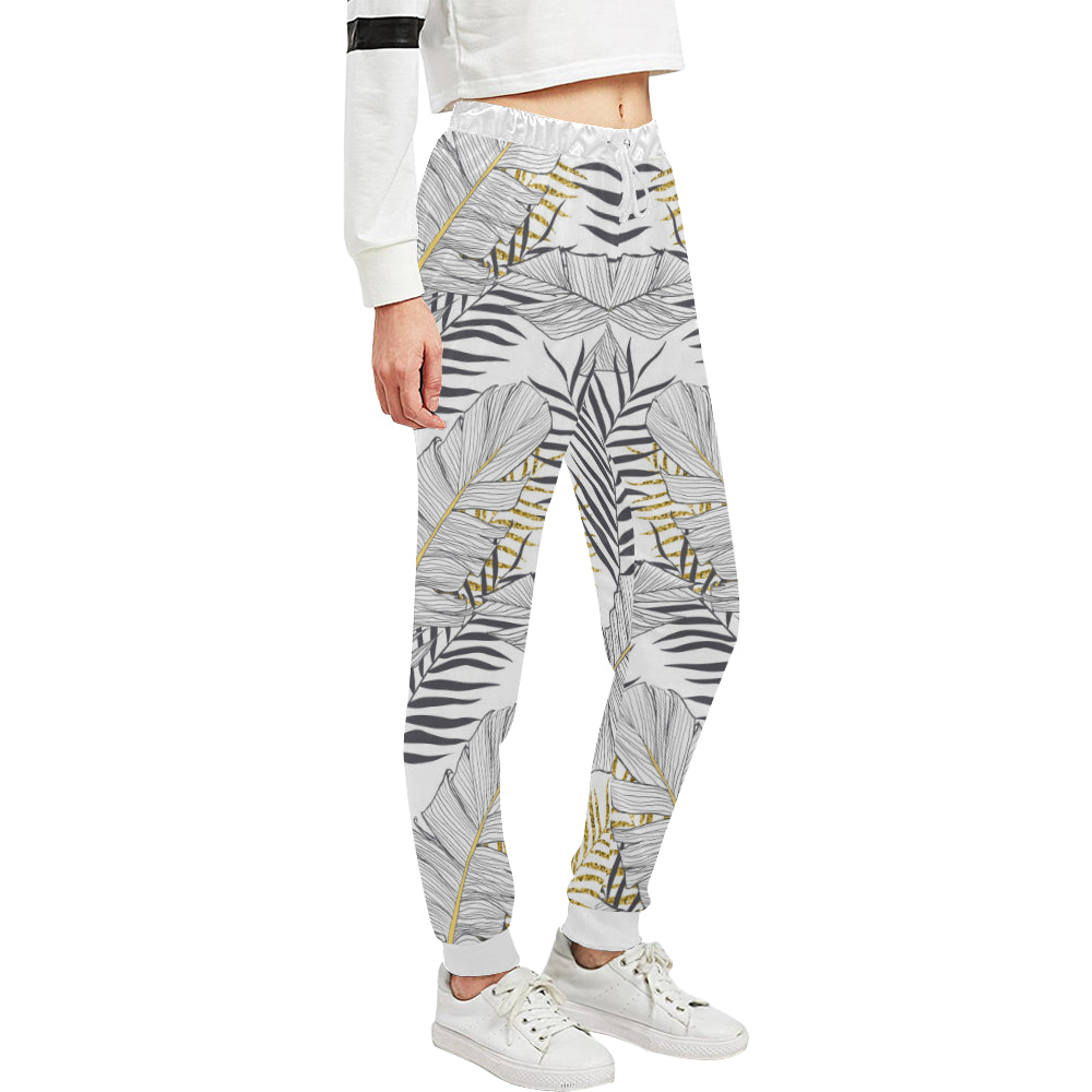 Gold Glitter Tropical Palm Leaves Unisex Sweatpants