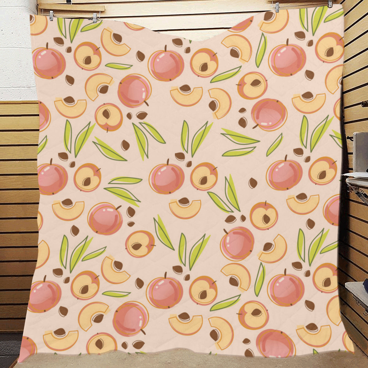 Peach Pattern Print Design A01 Premium Quilt