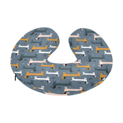 Dachshund Pattern Print Design 012 U-Shaped Travel Neck Pillow