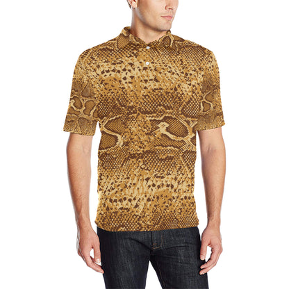 Python Brown Pattern Print Design A03 Men Polo Shirt