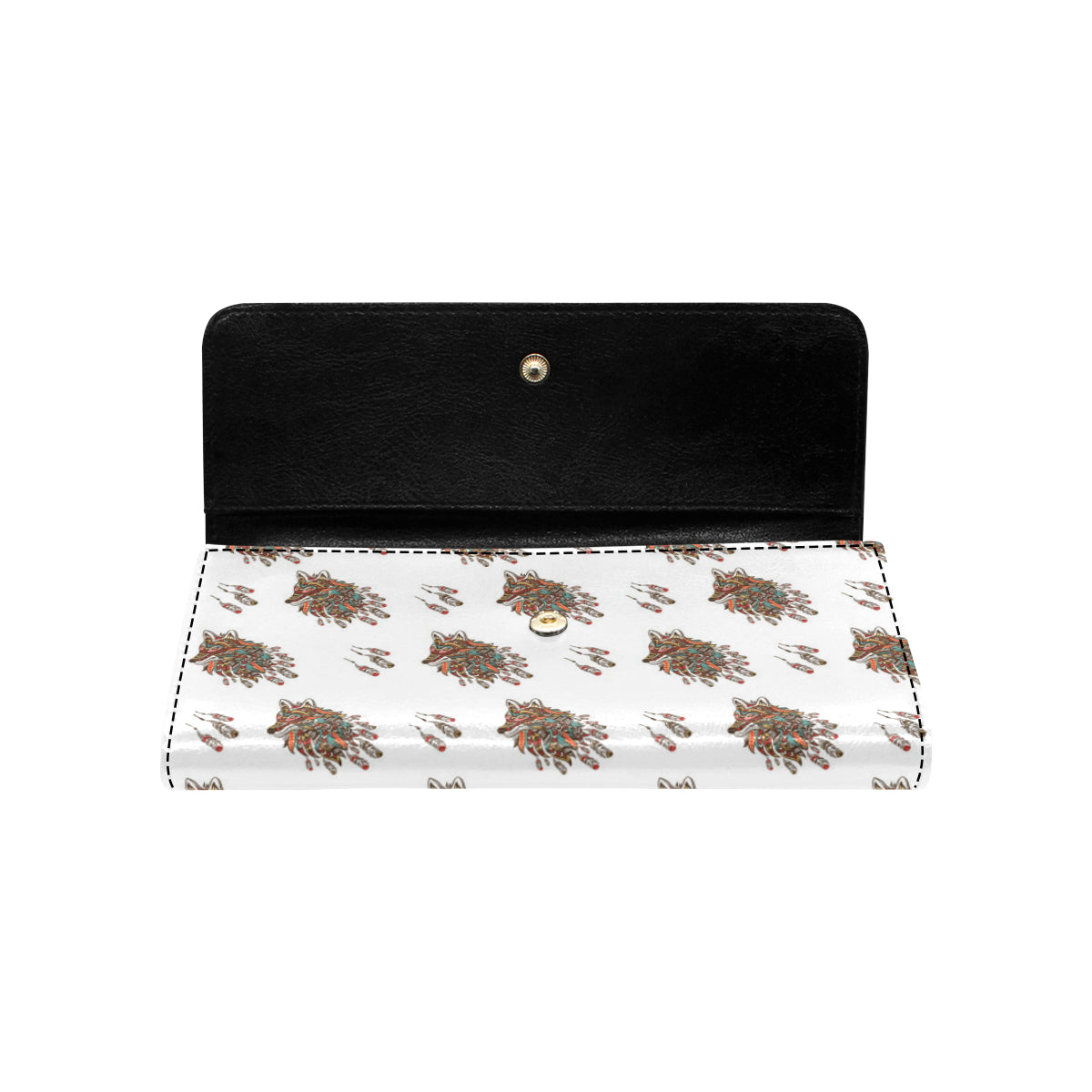 Aztec Wolf Pattern Print Design 02 Women's Trifold Wallet