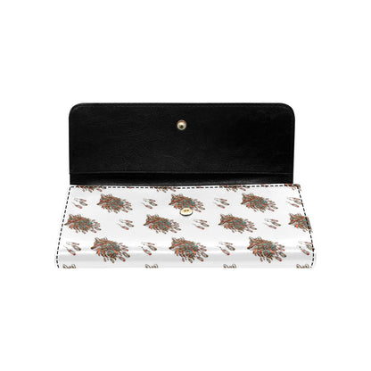 Aztec Wolf Pattern Print Design 02 Women's Trifold Wallet