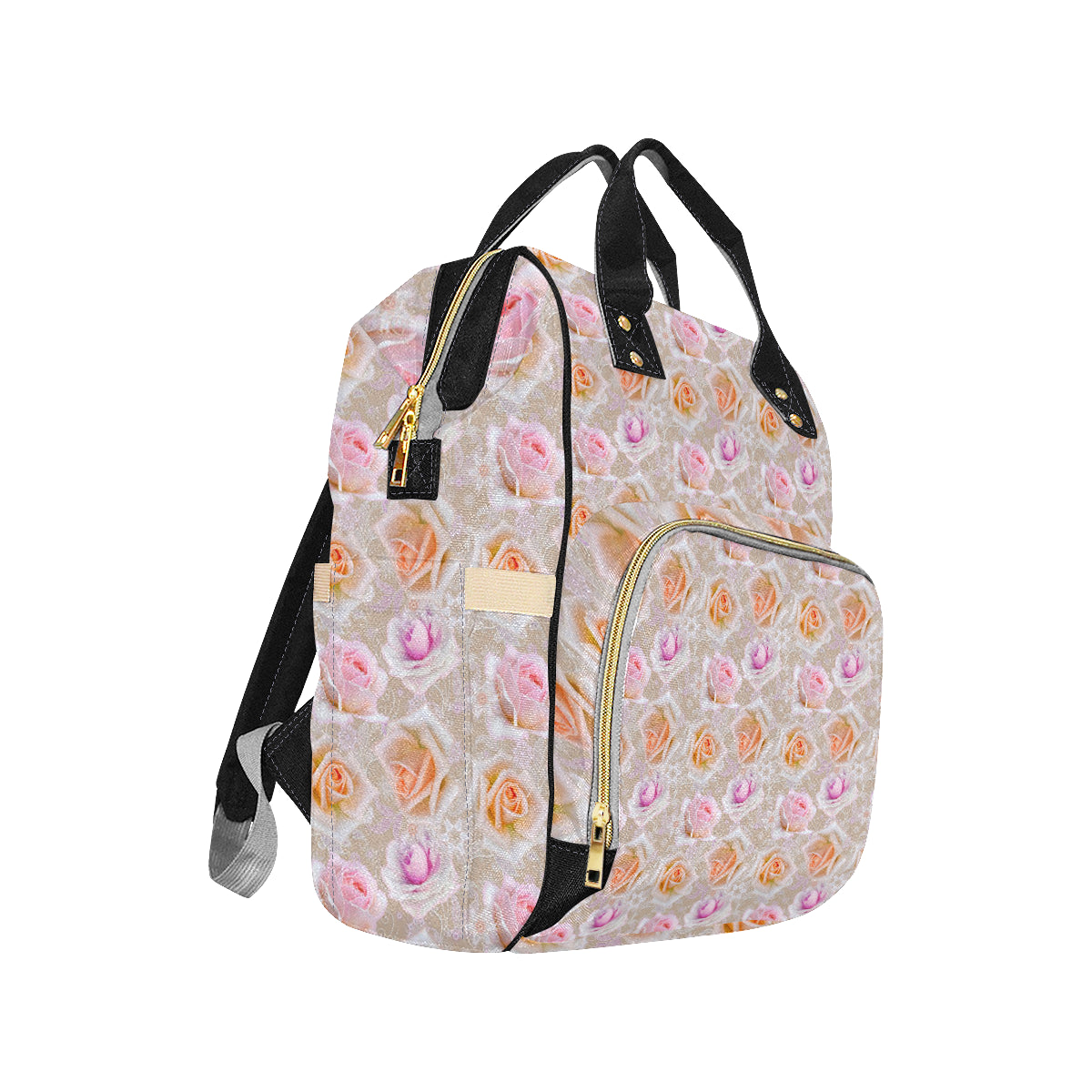 Rose Pattern Print Design RO011 Diaper Bag Backpack