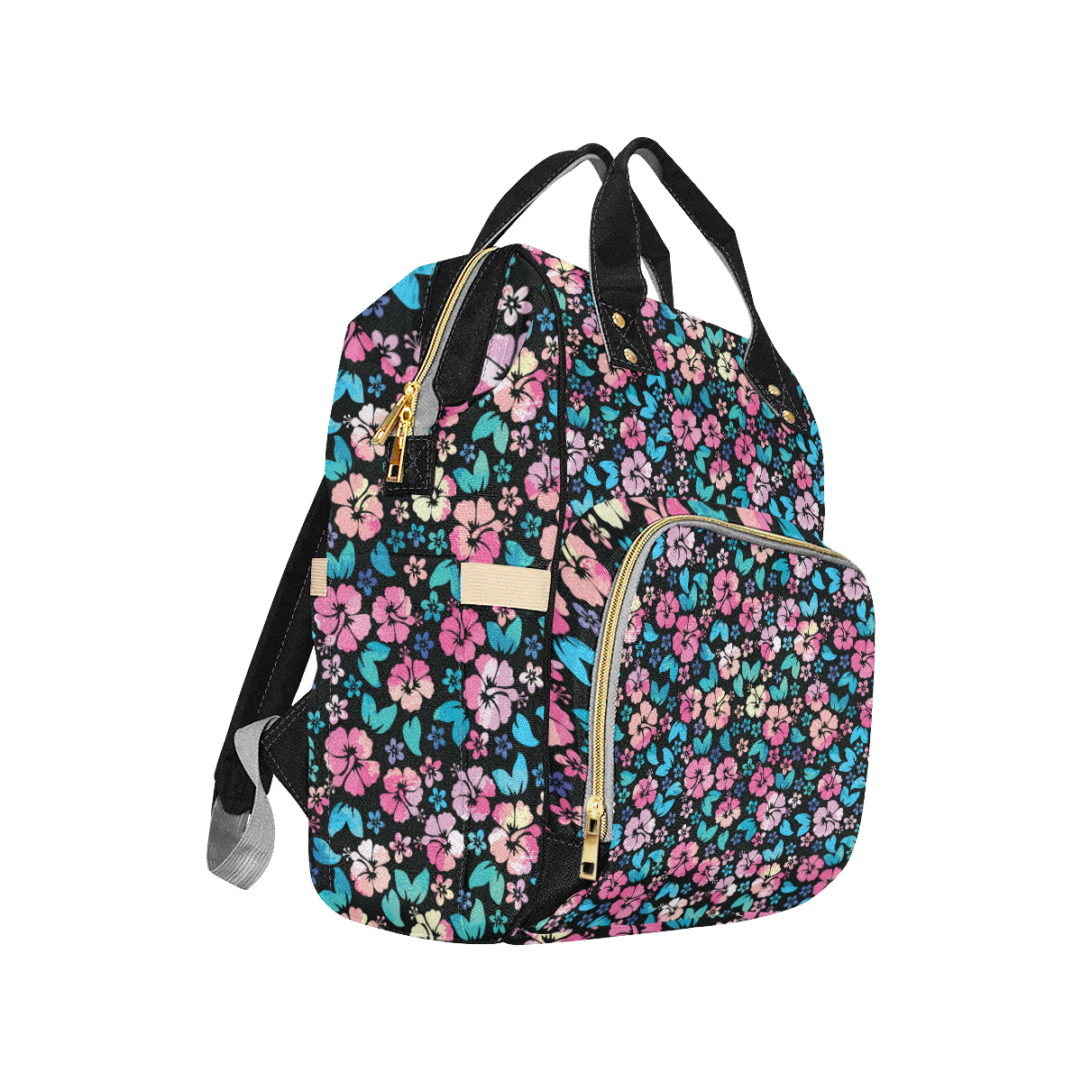Pink Hibiscus Hawaiian Flower Diaper Bag Backpack