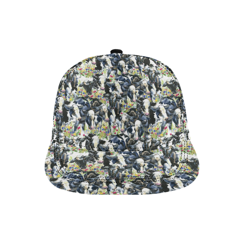 Cow Watercolor Print Pattern Snapback Cap