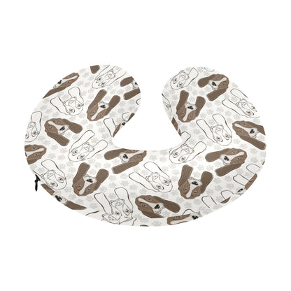Basset Hound Pattern Print Design 01 U-Shaped Travel Neck Pillow