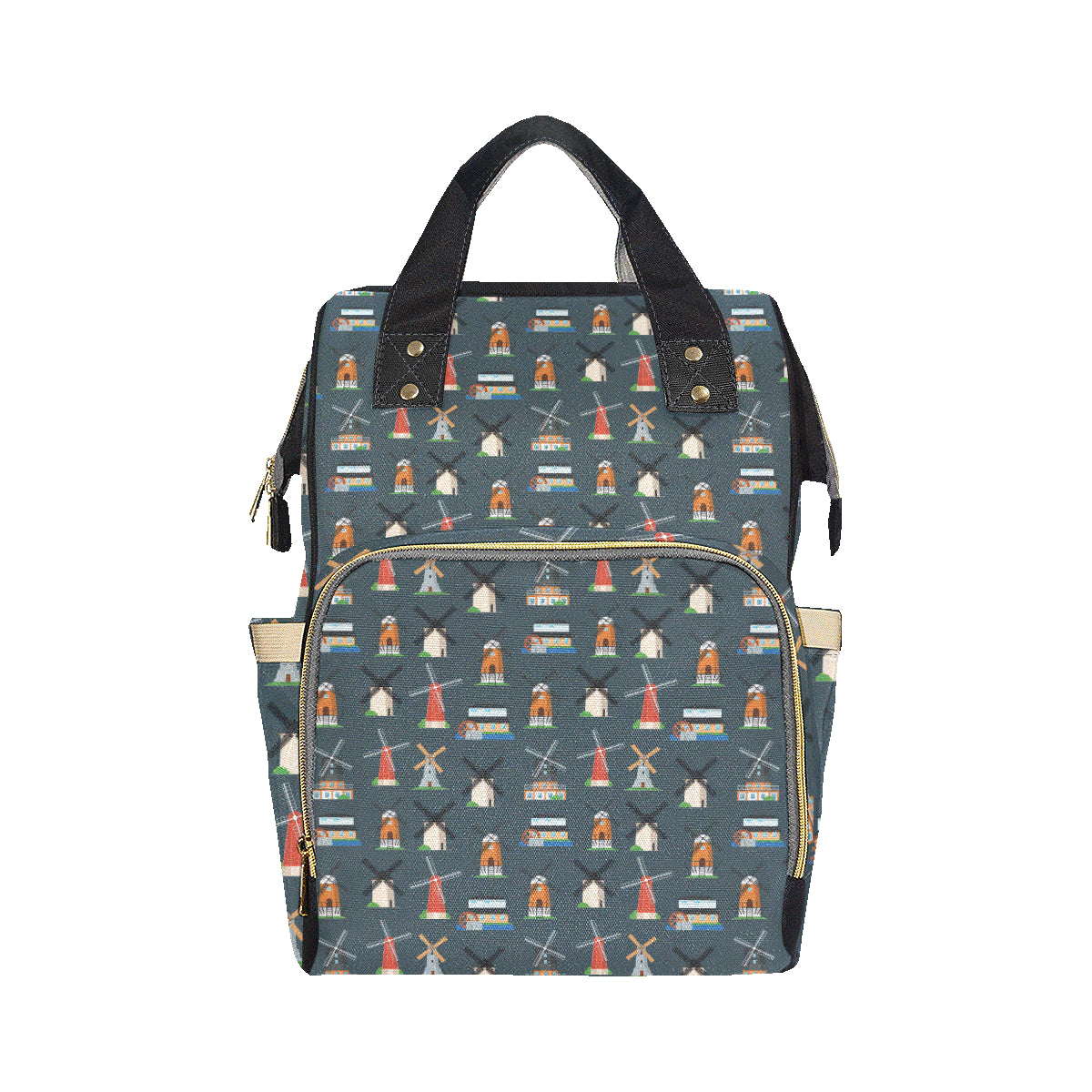 Windmill Pattern Print Design 04 Diaper Bag Backpack