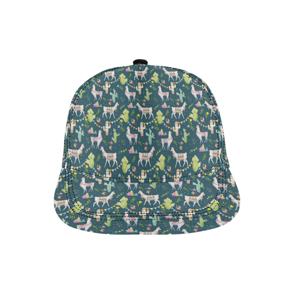 Llama with Cactus Design Print Snapback Cap