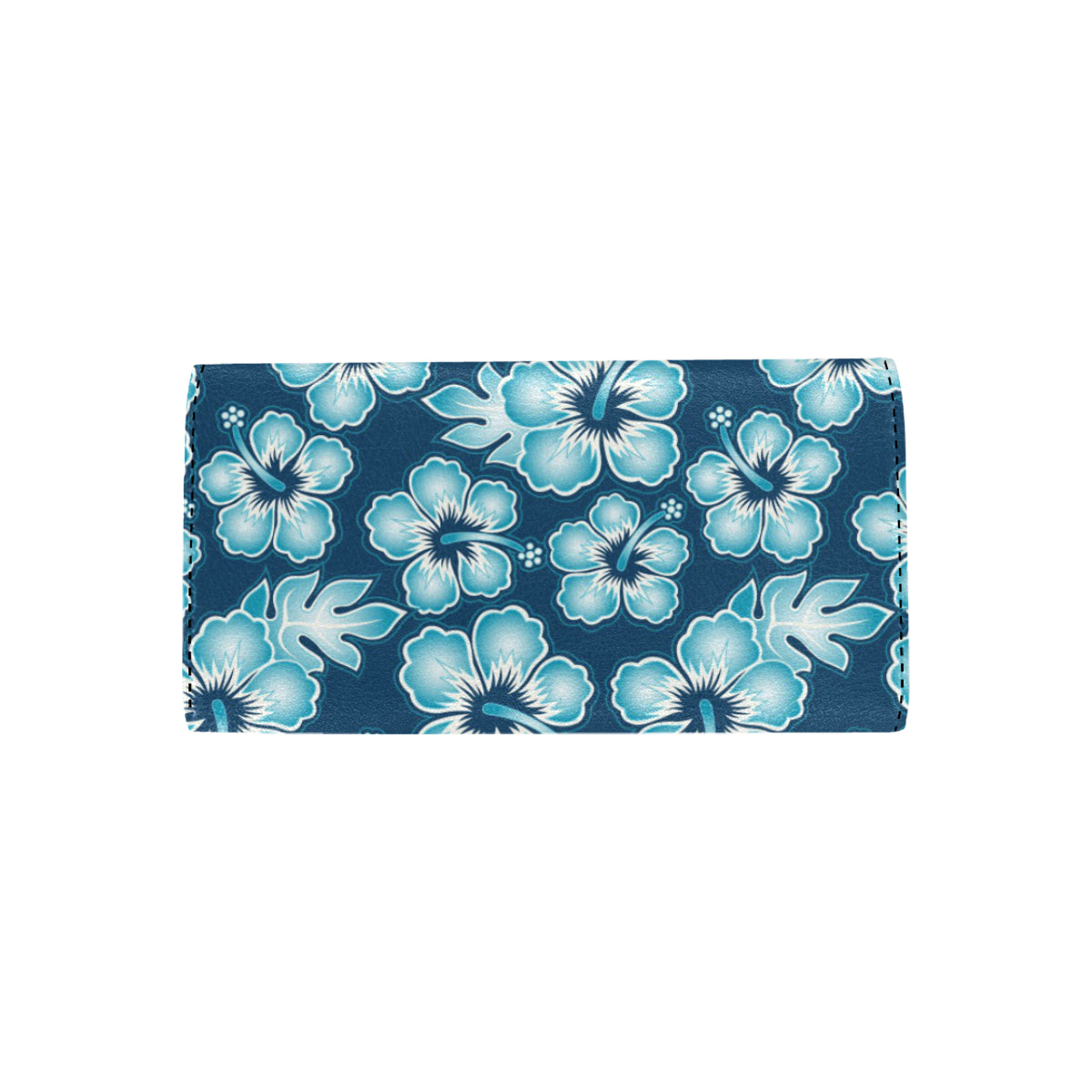 Blue Hibiscus Pattern Print Design HB011 Women's Trifold Wallet