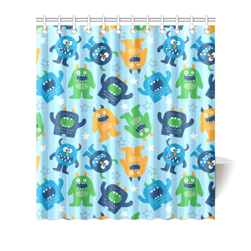Monster Cartoon Pattern Print Design 04 Shower Curtain