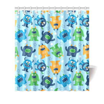 Monster Cartoon Pattern Print Design 04 Shower Curtain