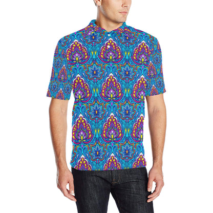 lotus Boho Pattern Print Design LO010 Men Polo Shirt