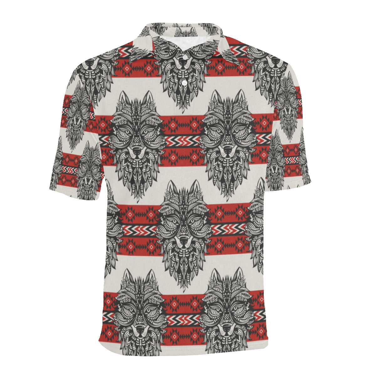 Native Indian Wolf Men Polo Shirt