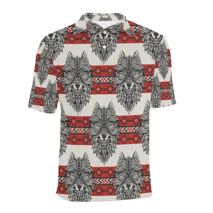 Native Indian Wolf Men Polo Shirt