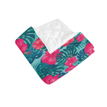 Red Hibiscus Pattern Print Design HB017 Premium Quilt