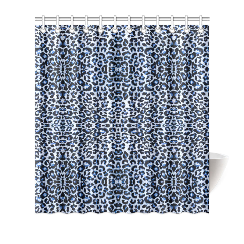Leopard Blue Skin Print Shower Curtain