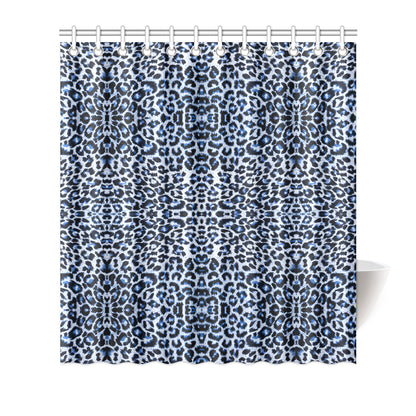 Leopard Blue Skin Print Shower Curtain