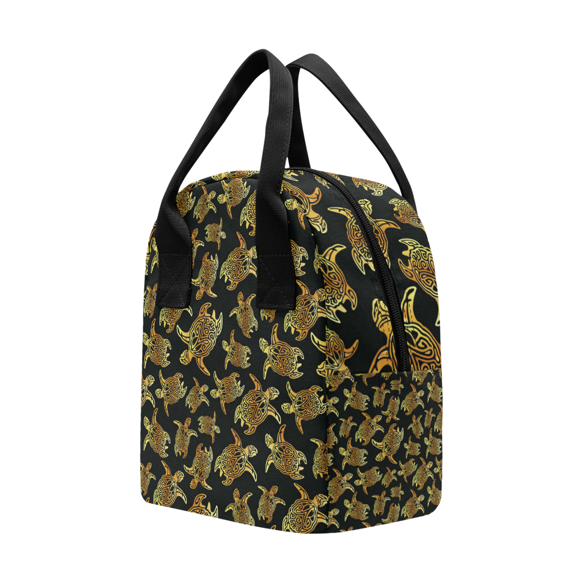 Gold Tribal Turtle Polynesian Themed Insulated Lunch Bag