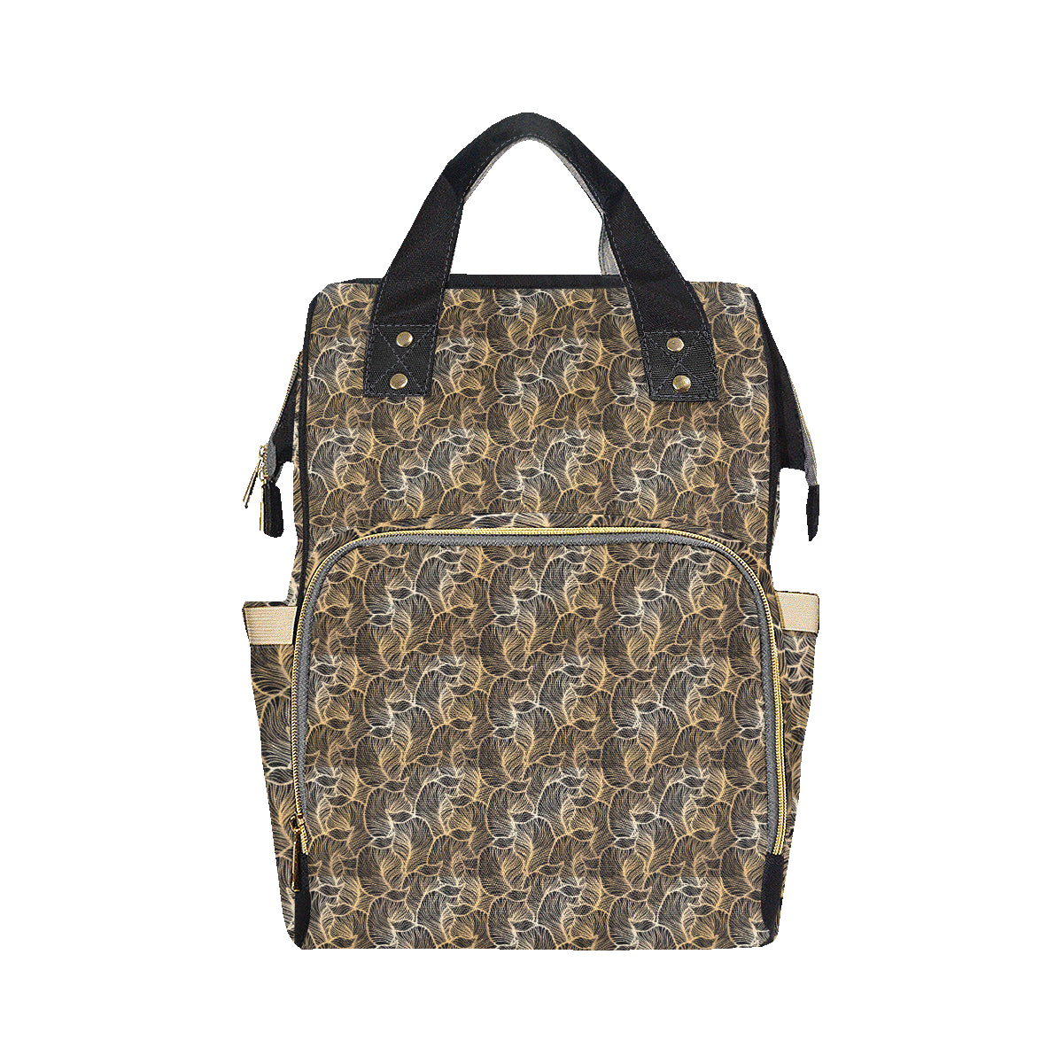 Elegant Gold leaf Print Diaper Bag Backpack