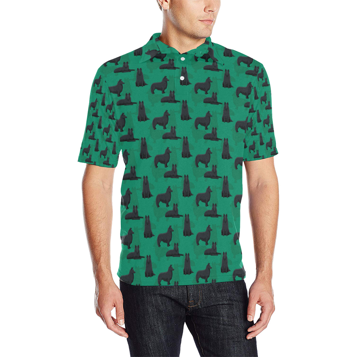 Belgian Sheepdog Pattern Print Design 01 Men Polo Shirt