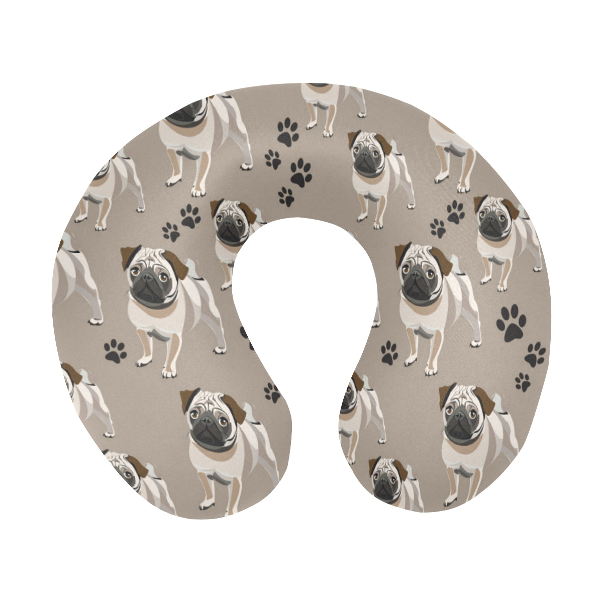 Pug Pattern Print Design A04 U-Shaped Travel Neck Pillow