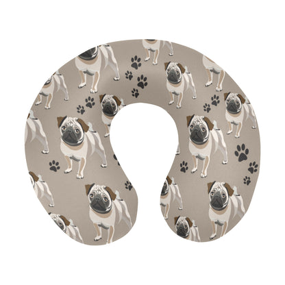 Pug Pattern Print Design A04 U-Shaped Travel Neck Pillow