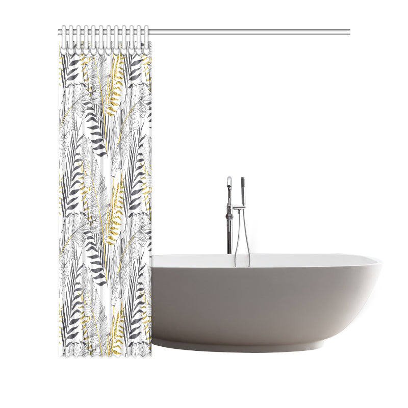 Gold Glitter Tropical Palm Leaves Shower Curtain