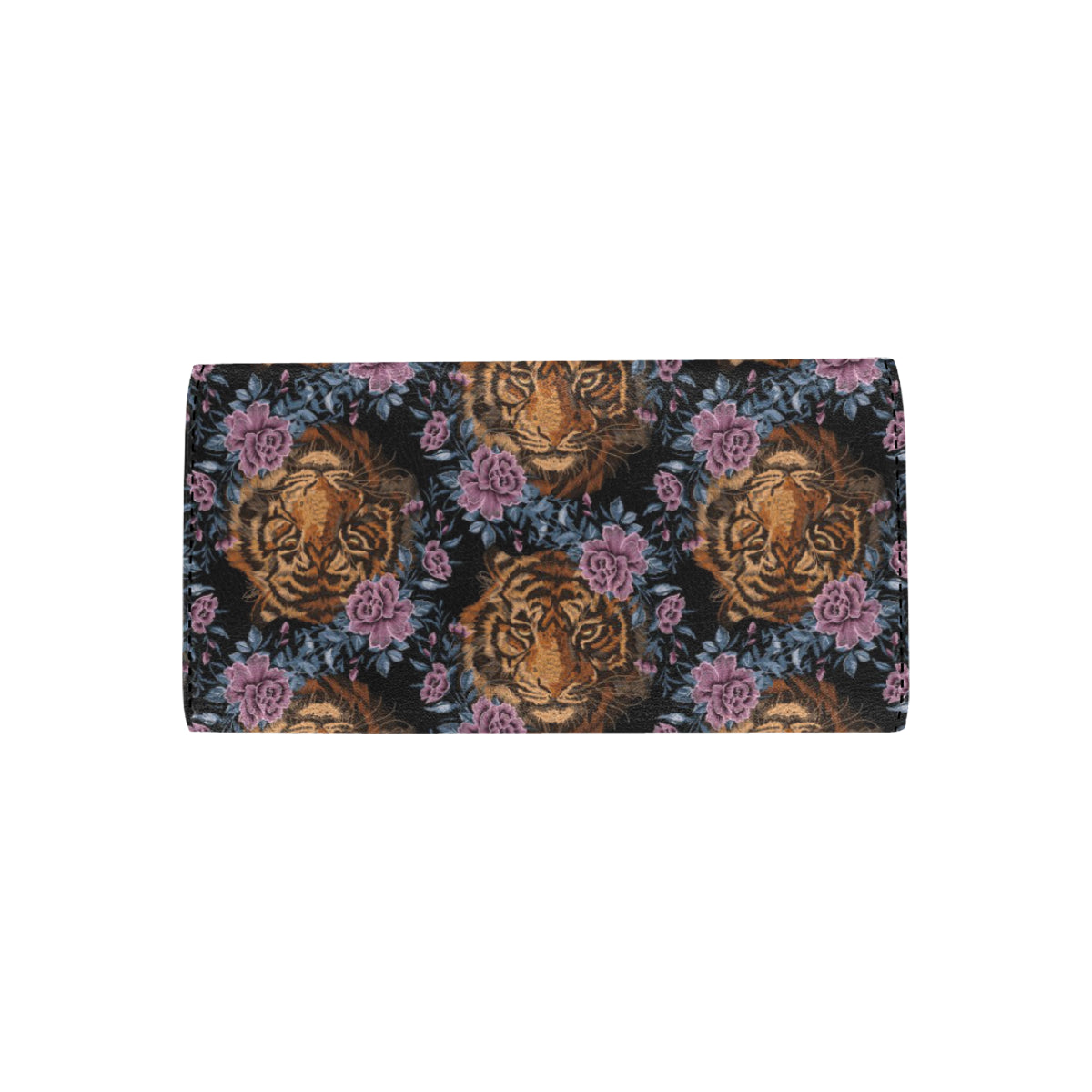 Tiger Head Floral Women's Trifold Wallet