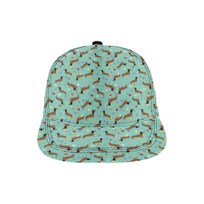 Dachshund with Floral Print Pattern Snapback Cap