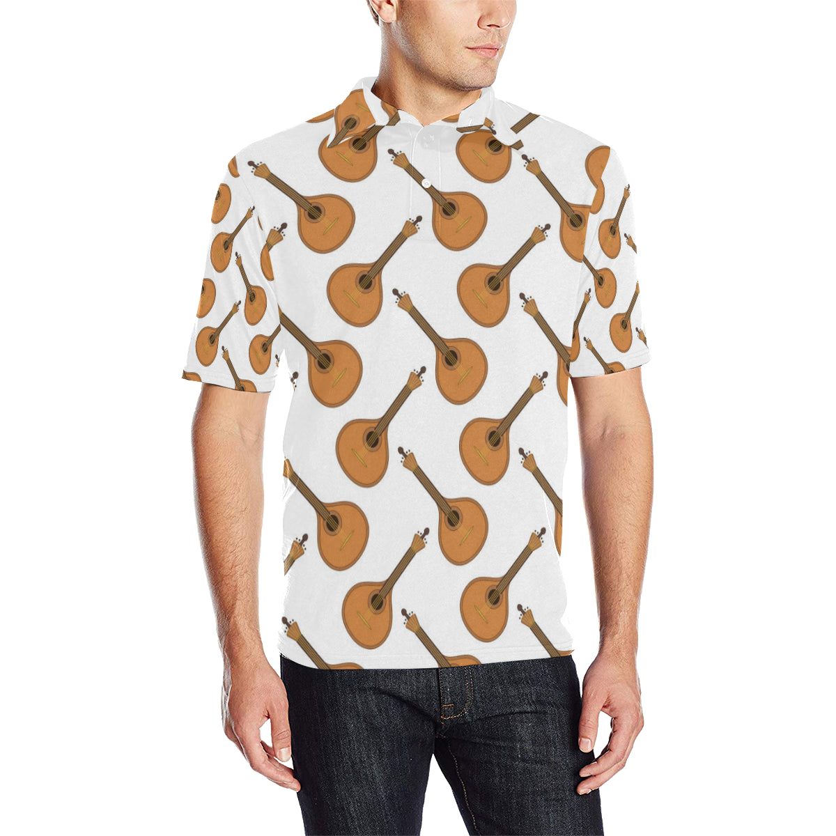 Mandolin Pattern Print Design 01 Men Polo Shirt