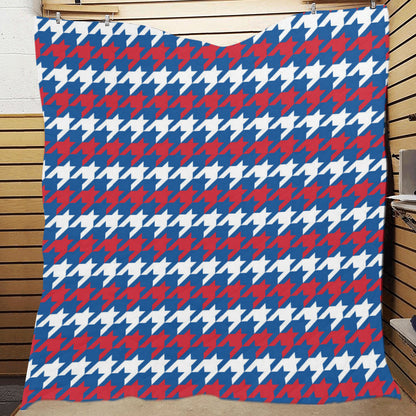 Patriotic Houndstooth Pattern Print Design A02 Premium Quilt