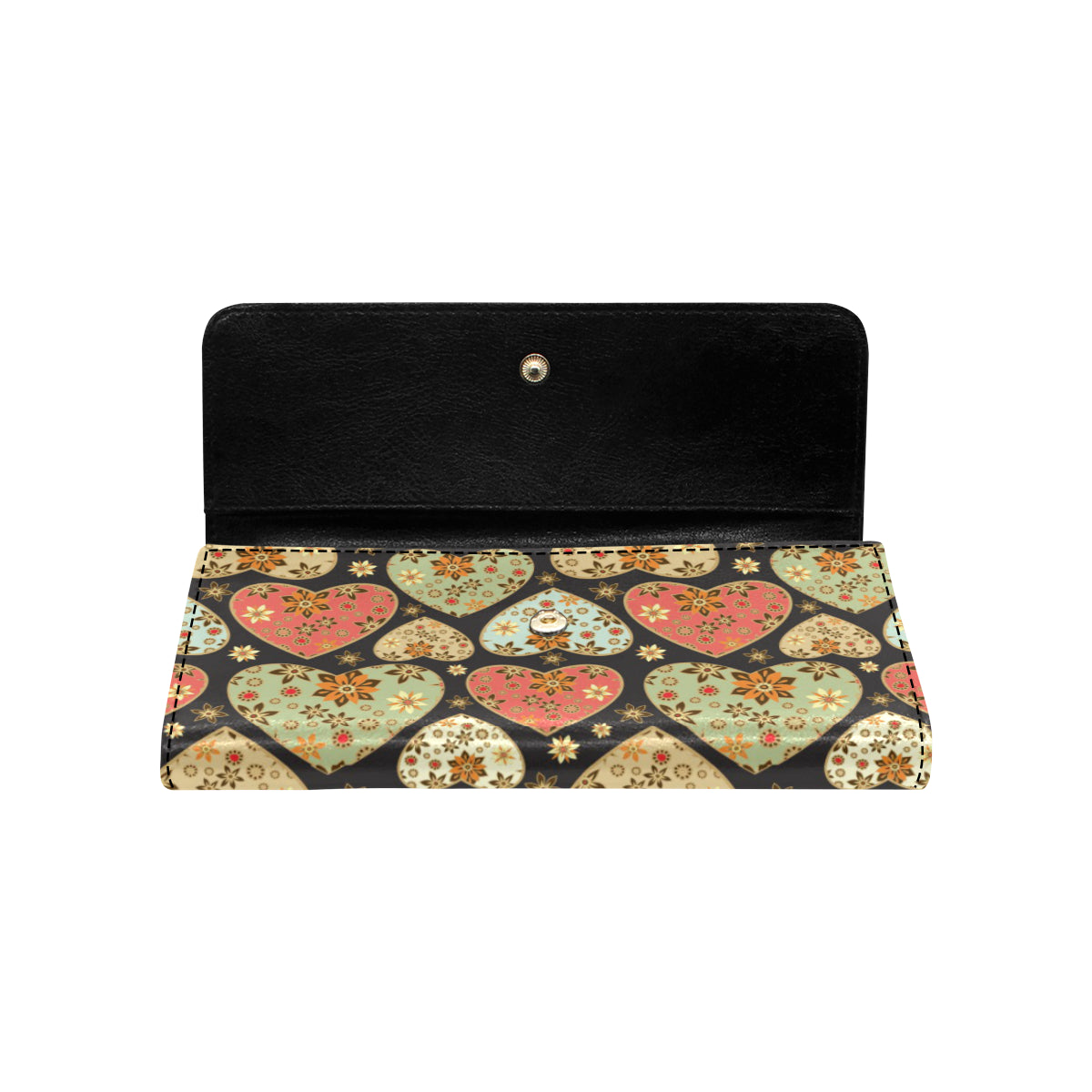 Heart Boho Pattern Print Design HE04 Women's Trifold Wallet