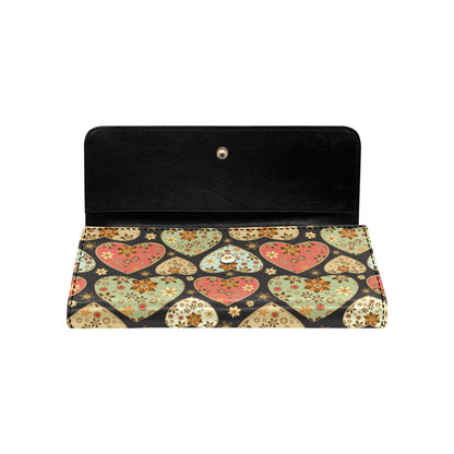 Heart Boho Pattern Print Design HE04 Women's Trifold Wallet