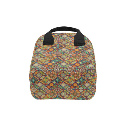 Mandala Flower Themed Design Print Insulated Lunch Bag