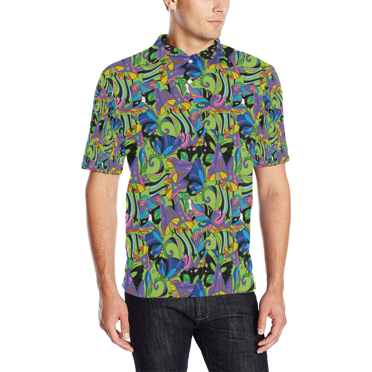 Psychedelic Trippy Mushroom Themed Men Polo Shirt