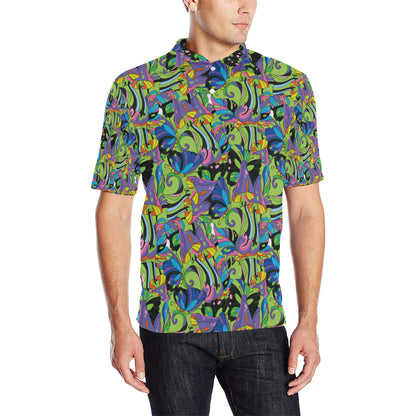 Psychedelic Trippy Mushroom Themed Men Polo Shirt