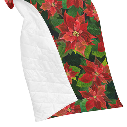 Poinsettia Pattern Print Design POT04 Premium Quilt