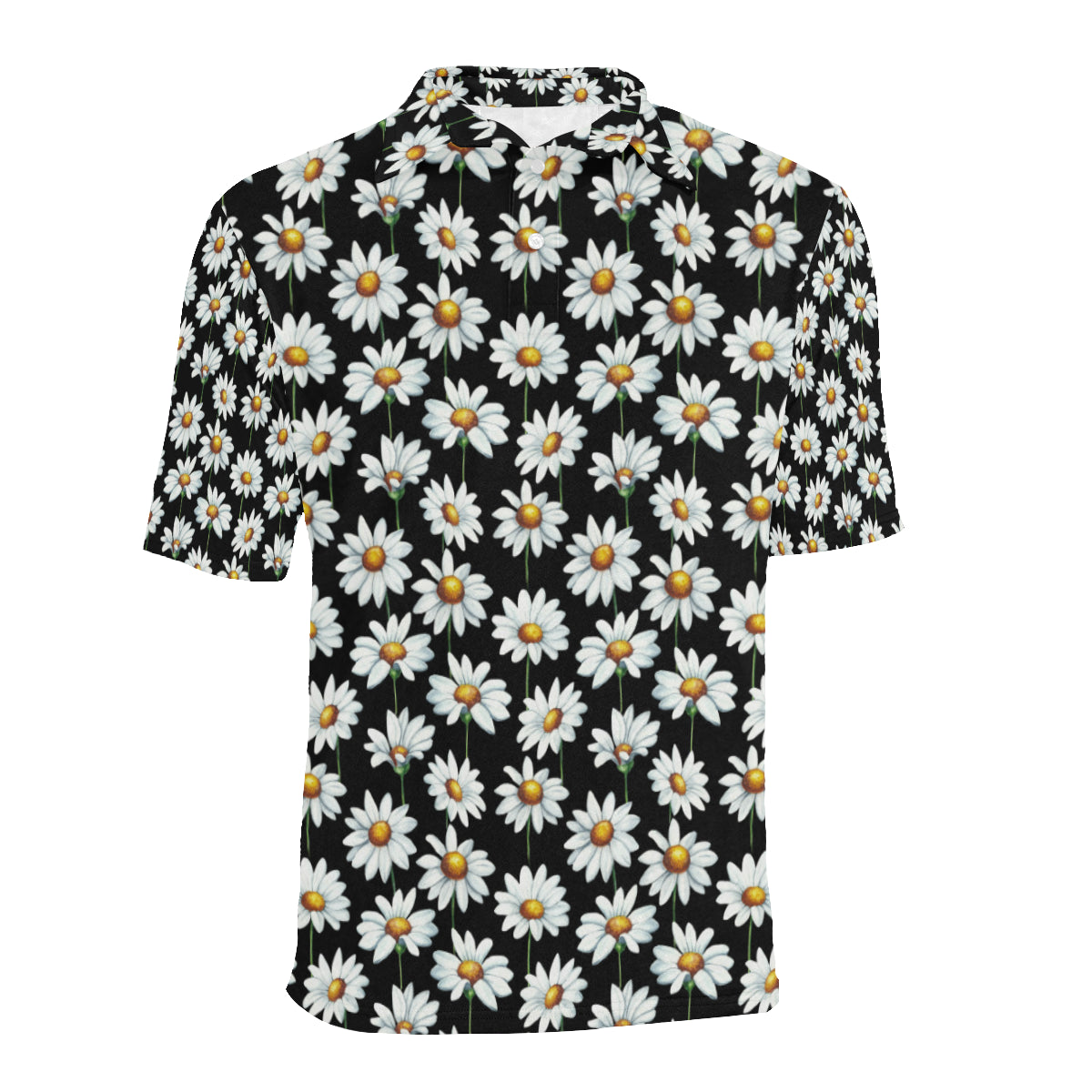 Daisy Print Pattern Men Polo Shirt